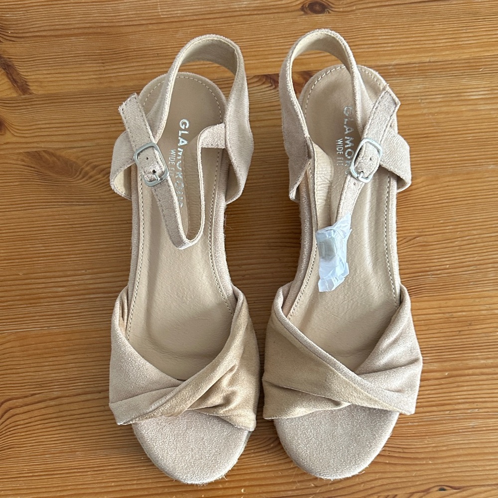 Glamorous Beige Twist Strap Sandals